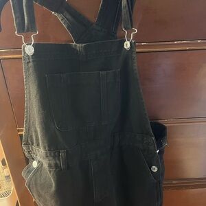 Pinklily distressed Black Denim Overalls